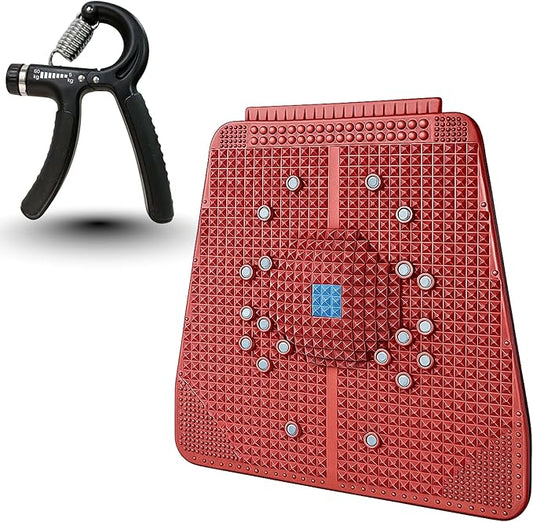 Acupuncture Foot Power Mat with Adjustable Hand Gripper 5 to 60 kg | Active Magnetic Pyramidal | Foot Massager, Blood Circulation Acupressure Mat for Feet Multi Color