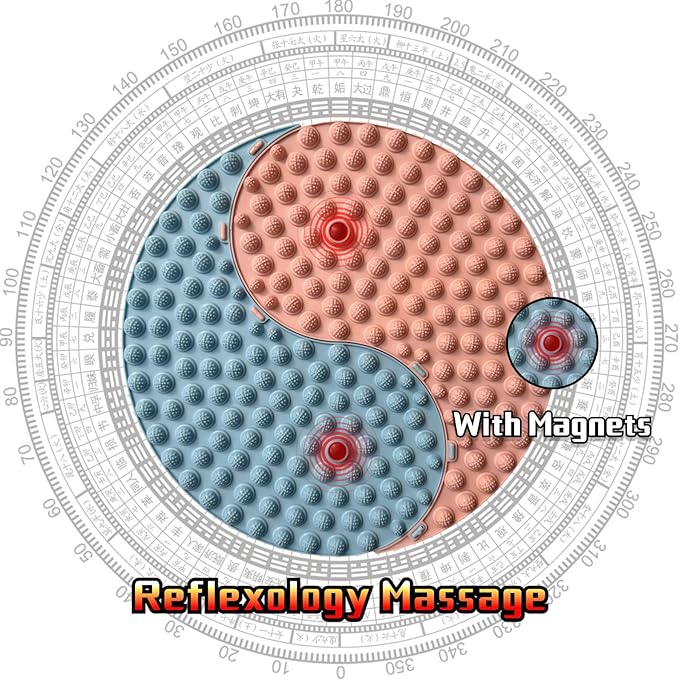 Foot Massager Mat, Yinyang Balance Tai ji Bagua Pattern with Magnetic Therapy, Acupressure Reflexology Mat for Daily Foot Relaxation and Pain Relief, Pink and Blue