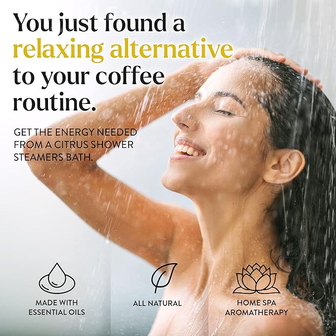Miracle Made Citrus Mint Aromatherapy Shower Steamers – Essential Oil Shower Bombs for Relaxation, Nasal Relief & Daily Self-Care – 15 Shower Melt Tablets