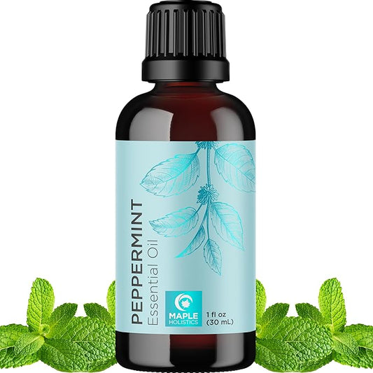 Peppermint Essential Oil for Diffuser Aromatherapy - 100% Pure Peppermint Oil for Hair Skin and Nails Plus Undiluted Refreshing Aromatherapy Essential Oil for Diffusers Baths and Topical Uses 1oz