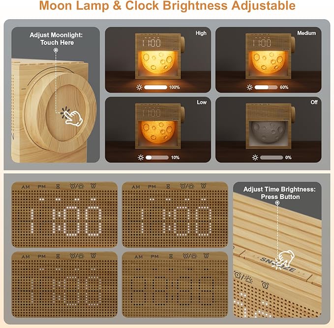 Sound Machine Alarm Clock with Sunrise Gentle Wake-Up Light, White Noise Machine with 20 Soothing Sounds for Sleeping, Dual Alarms, Snooze, Timer, Dimm Night Light for Bedroom, Women's Day Gifts