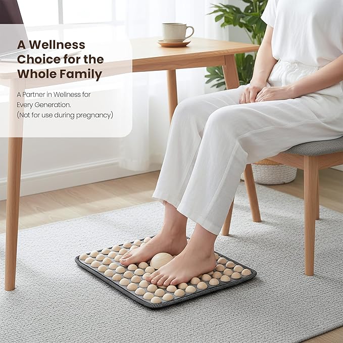 Wood Foot Acupressure Mat,Portable Foot massage mat,Foldable Pressure Point Pad,acupressure mat for feet,reflexology tools,wooden massage tools for Feet Relax,Home & Gym Use(Square,15.75''x15.75'')