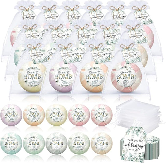 50 Packs Wedding Party Favors Bulk Eucalyptus Bath Bombs Spa Gifts Shower Steamers Individually Bridal Shower Favors Gifts Bachelorette Favors Prizes for Guests Women Men