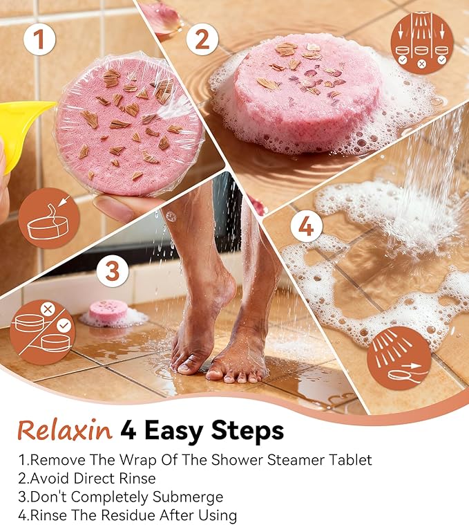 Shower Steamers Aromatherapy Stocking Stuffers 8 Scents – Christmas Gifts for Women Elegant Packaging with Essential Oils, Relaxing Spa Shower Tablets for Stress Relief, Self Care