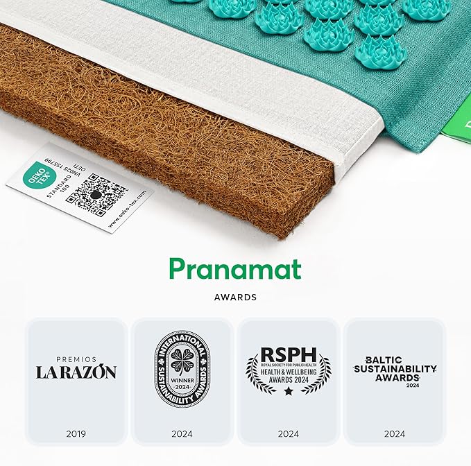 Acupressure Large & Small Mat with Pillow Set, Premium Acupressure Therapy for Pain Relief and Relaxation, Handcrafted in Europe with Sustainable and Natural Materials (Lagoon)