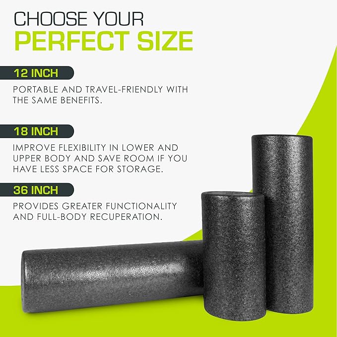 ProsourceFit High Density Foam Rollers Long, Firm Full Body Athletic Massage Tool for Back Stretching, Yoga, Pilates, Post Workout Muscle Recuperation