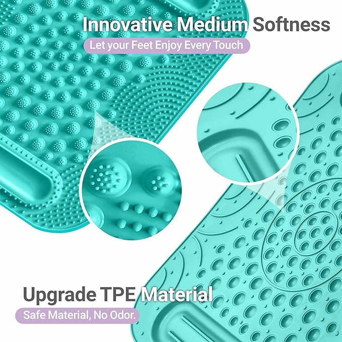 Foot Massage Mat with Two Massage Balls, 5-Zone Acupressure & Reflexology Mat for Various Stimulation, Portable Pressure Point Pad for Feet Relaxation, Pain, Fatigue Relief((Blue)