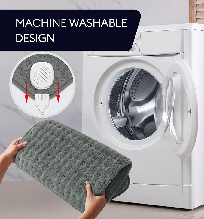 GENIANI Electric Heating Pad for Back Pain & Cramps Relief, Electric Throw, Auto Shut Off, Machine Washable, Moist Heat Pad for Neck & Shoulder - Mother’s Day Gifts for Her Him, Extra Large 24x12