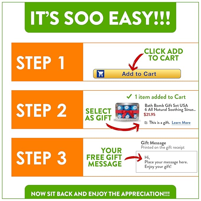 Rejuvelle Bath Bomb Gift Set -6 All Natural Soothing Sinus, Allergy, And Congestion Relief Fizzies. Eucalyptus, Peppermint Essential Oils to Help You Breathe Easy! Enjoy a Moisturizing Fizzy Fun Bath.