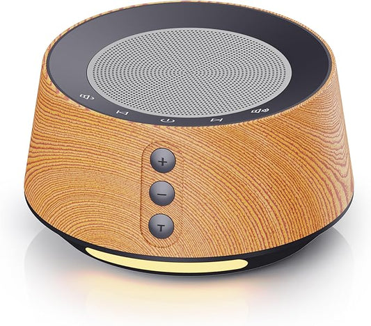 BGOVERSS White Noise Sound Machine with 20 Soothing Sounds, 10 Colors Night Light Sleep Machines Home Office Travel, 5 Timers and Memory Feature Sound Machine for Nursery Baby Kids Adults (Zebra Wood)