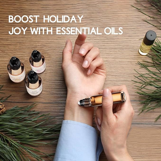 100% Pure Rose Otto Essential Oil 0.34 fl oz, Natural Rose Otto Oil in Amber Glass Bottle with Dropper for Diffuser Massage Skin Care