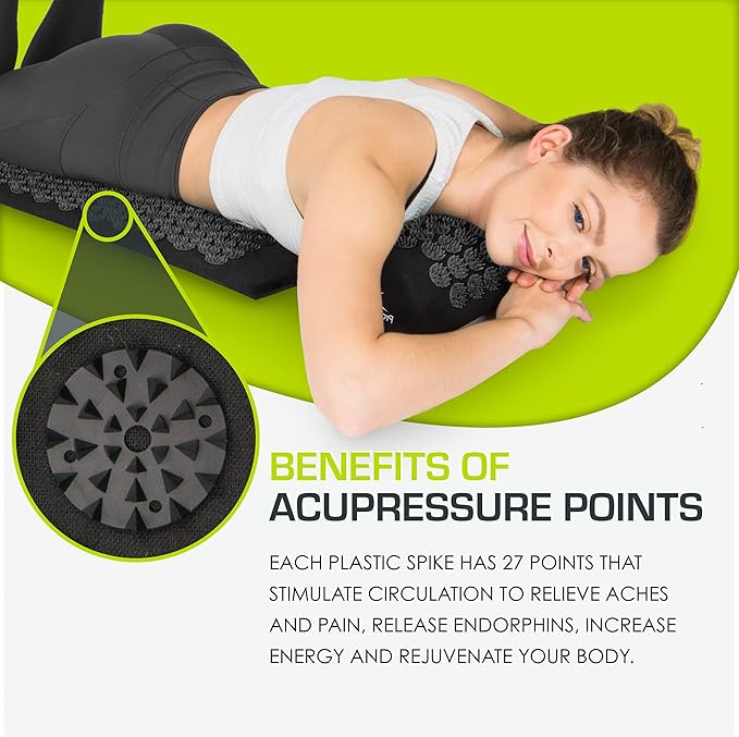ProsourceFit Acupressure Mat and Pillow Set for Back/Neck Pain Relief and Muscle Relaxation
