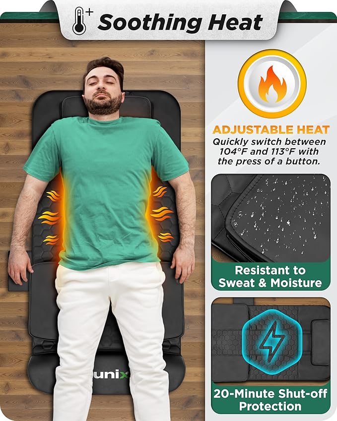 Lunix LX27 Heated Stretching Mat Massager – Upper Body Massage Mat Back Stretcher for Pain Relief, Deep Tissue Lumbar Massager for Flexibility & Recovery