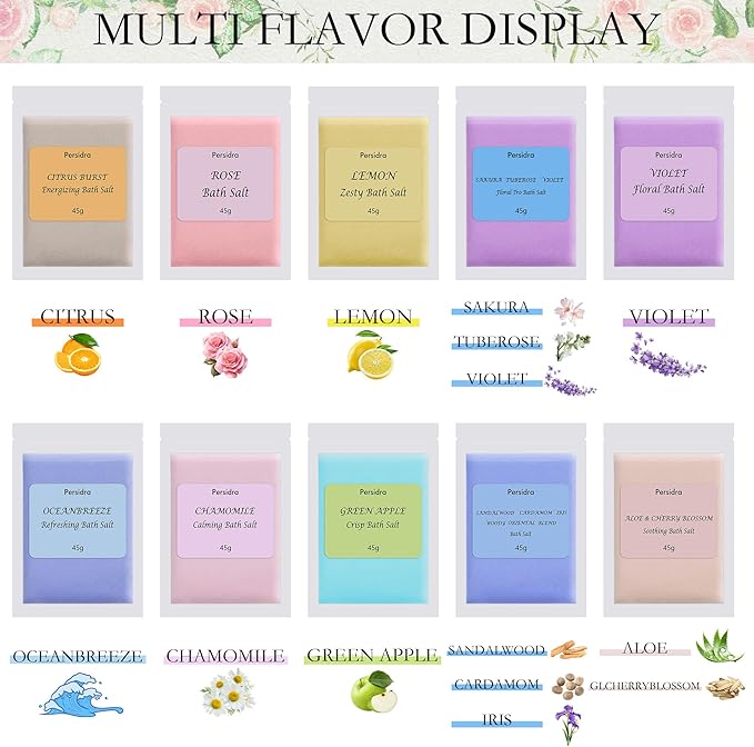 Bath Salts Gift Set - 20 PCS Relaxing Aromatherapy Spa Set for Women, Individually Packaged Bathing Alternative to Epsom Salt for Christmas Birthday, Mixed Scents,Natural Sea Salts