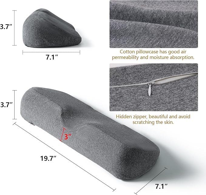 Cervical Neck Pillows for Pain Relief Sleeping, Memory Foam Neck Bolster Support Pillow and Shoulder Relaxer for Stiff Pain Relief, Neck Support Pillow Bed Neck Roll Pillow(Dark Gray)