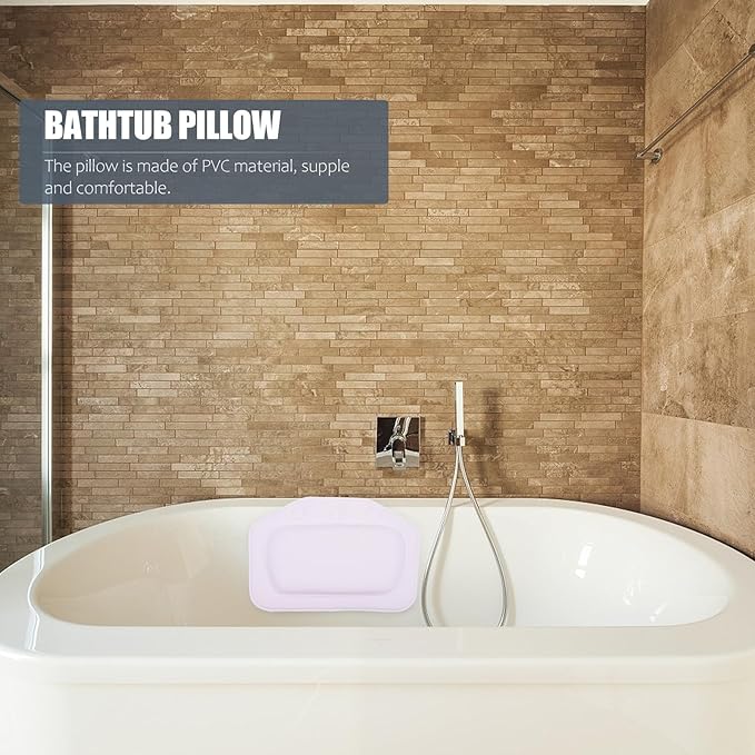 ibasenice Bath Pillow for Tub with Suction Cups, PVC Foam Head Rest Cushion, Shoulder Support Bathtub Accessory for Home Spa and Relaxation