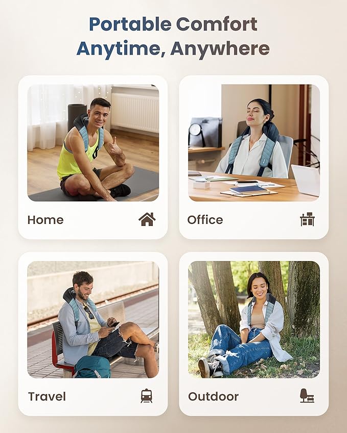 COMFIER FSA Eligible Shiatsu Neck Massager with Heat for Deep Tissue, Electric Shoulder and Back Massager for Pain Relief, Hands-Free Cordless 4D Kneading Massage