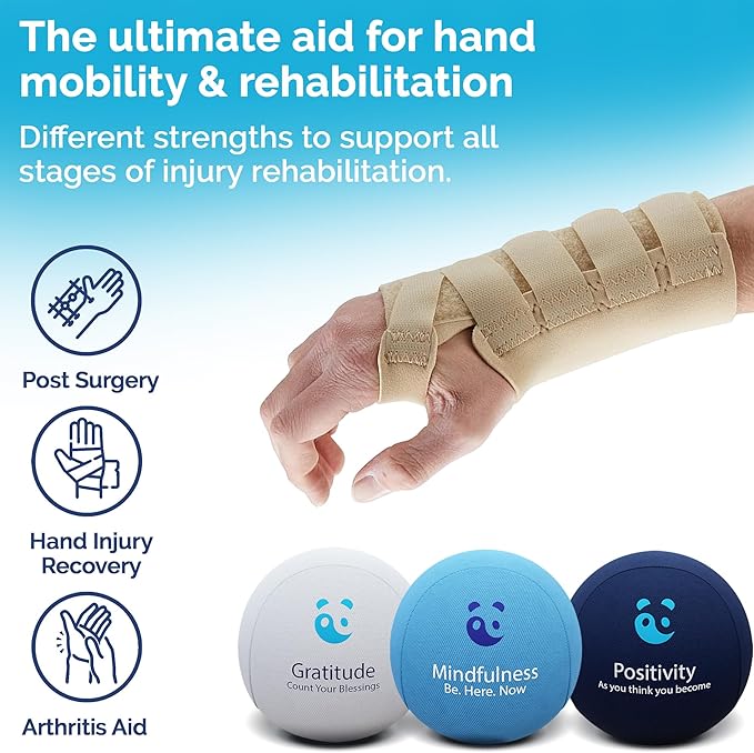 Mind & Body Stress Balls for Adults - Multi-Density Squeeze Balls for Hand Therapy & Grip Strengthening - Stress & Anxiety Relief - Soft to Triple Density Options