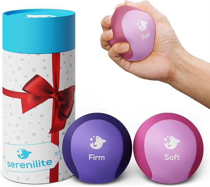 Serenilite Hand Therapy Exercise Stress Ball Bundle - Tri-Density Stress Balls for Adults & Grip Strengthening