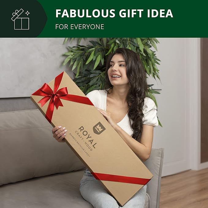 ROYAL CRAFT WOOD Premium Foldable Bathtub Tray Caddy - Wood Bath Tray for Tub, Bamboo Shelf, Expandable Bath Table Trays, Bathtub & Bathroom Accessories for New Home & Mothers, Birthday Gifts for Mom