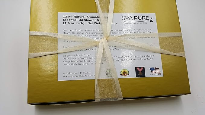 Spa Pure Aromatherapy Shower Steamers: Gold Box Rejuvenating Steamers Tablets, Bomb, Vaporizing Soothers Bath Melt for Women, Men (12 Count) Pack of 1