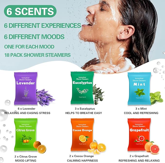 Shower Steamers Aromatherapy 18 Pack Gifts for Women Essential Oils, Christmas Birthday Gifts for Women, Stocking Stuffers, Luxury Self Care Relief Relax Bulk Christmas Stocking Stuffers