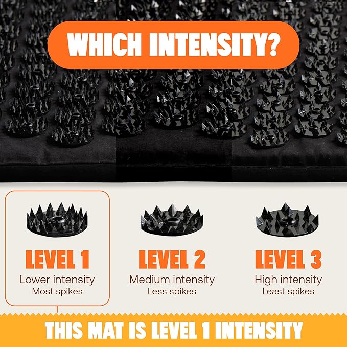 ShaktiMat Classic Acupressure Mat & Neck Pillow Set, Level 1 Intensity in Black, Sustainable & Durable, Relieves Stress & Tension, Promotes Relaxation & Focus