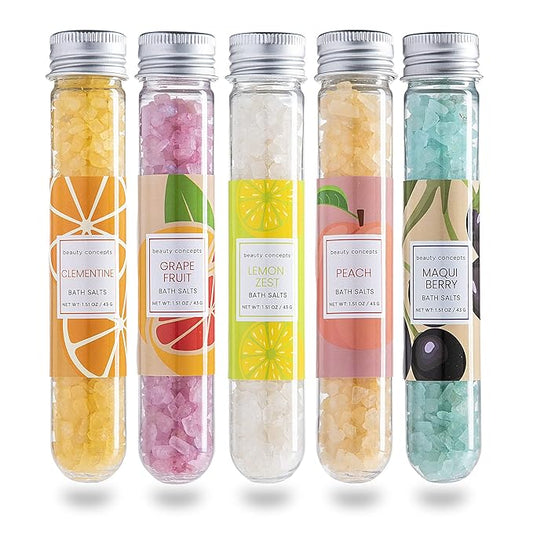 B.C. Beauty Concepts Aromatherapy Bath Salts- Epsom Salts for Soaking, Relaxing Bath Spa Set, Scented in Vanilla Almond, Shea Butter, Sweet Mint, Honey Rose, and Lavender, Fun Fruits