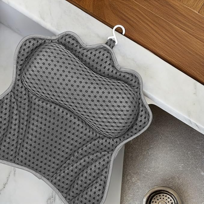 Butterfly Bath Pillow for Tub with 6 Strong Suction Cups, Grey Spa Cushion Neck and Back Support Bath Cushion for Adults, Bathtub Beauty Pillow for Relaxation and Spa Accessories