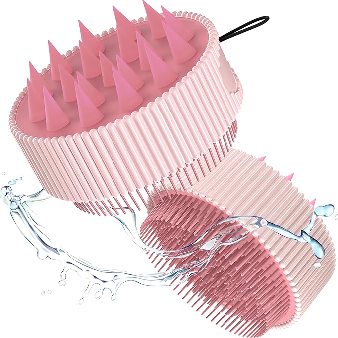 Rena Chris Scalp Massager Hair Growth: Scalp Scrubber Brush Tool with Double-Sided Soft Silicone Bristles, Head Skin Care Massage Treatment Exfoliator Dandruff Removal for Dry/Wet Straight/Curly Hair