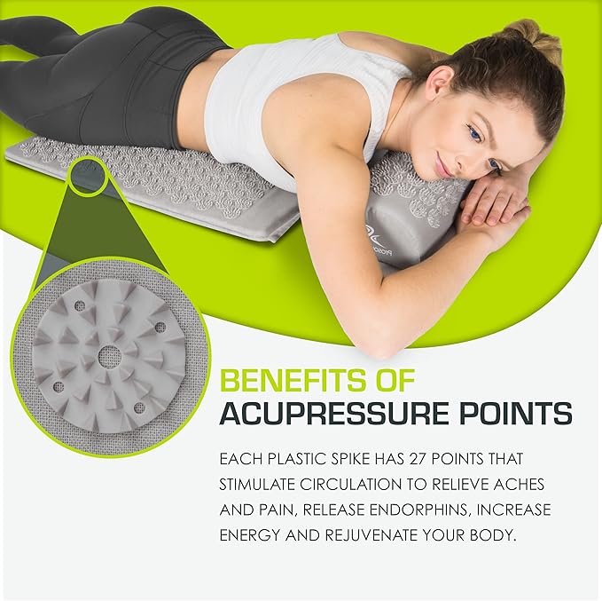ProsourceFit Acupressure Mat and Pillow Set for Back/Neck Pain Relief and Muscle Relaxation