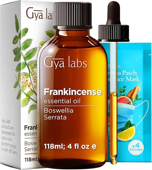 Gya Labs Frankincense Essential Oil - 4 Fl Oz - for Hair, Skin, Diffuser, Aromatherapy & DIY Candle Making Scent
