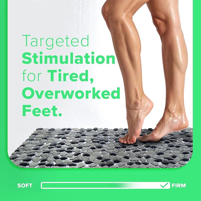 SlipX Solutions Therapeutic Foot Massager & Recovery Bath Tub & Shower Mat 38x17 | Deep Tissue Pressure Relief, for Athletes, Runners & Active Professionals, Non-Slip, Machine Washable, Dark Gray