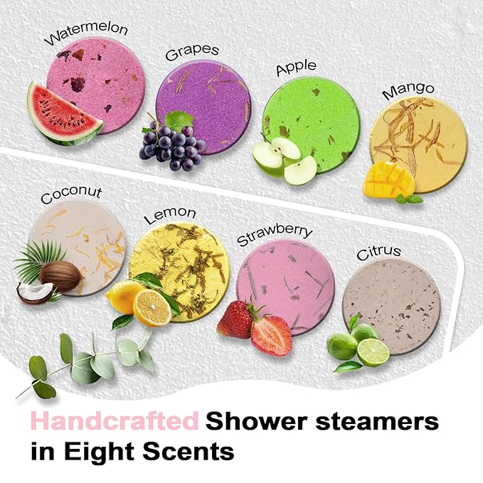 Shower Steamers Aromatherapy Travel Essentials for Women 8 Pcs Bath Bombs Birthday Gifts for Men, Sister, Shower Bombs Stocking Stuffers Christmas Gifts Fruity