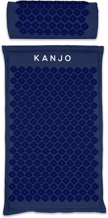 Kanjo Acupressure Mat and Pillow Set for Back Pain Relief & Neck Pain Relief, with Pressure Points for Muscle Pain Relief with Travel Bag - Navy
