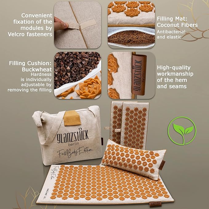 Glanzstück Berlin® Health Collection XXL Acupressure Mat Set for Full Body for Tension Headaches Back Pain Stress