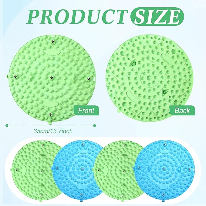 4 Pack Foot Massager Mat Foot Reflexology Pad with Magnetic Relaxation Massage Feet Pressure Point Pad Anti Fatigue Walk Stone Acupoint Mat Particle Portable Massage Tool (Blue and Green)