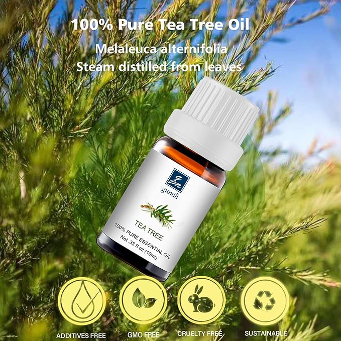 Tea Tree Essential Qil 10ml-100% Pure Tea Tree Oil for Skin, Hair, Face, Nails, Scalp & Foot Soak-Natural Aromatherapy & Toenail Care