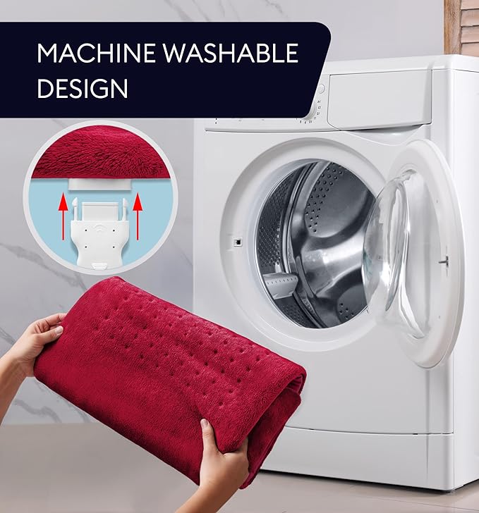 GENIANI Electric Heating Pad for Back Pain & Cramps Relief, Electric Throw, Auto Shut Off, Machine Washable, Moist Heat Pad for Neck & Shoulder - Valentines Day Gifts for Her, 12x24 Viva Magenta