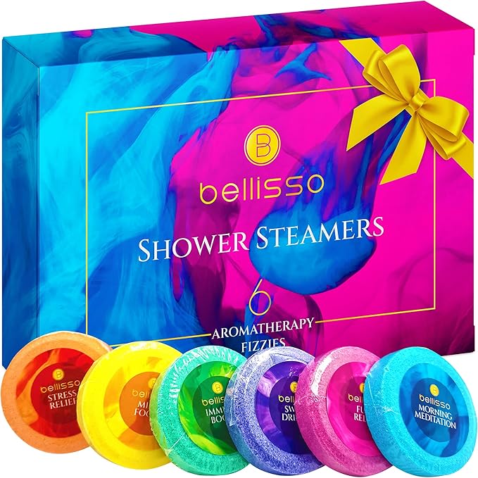 BELLISSO Aromatherapy Shower Steamers Set, 6 Fizzies, and Keratin Shampoo and Conditioner Set