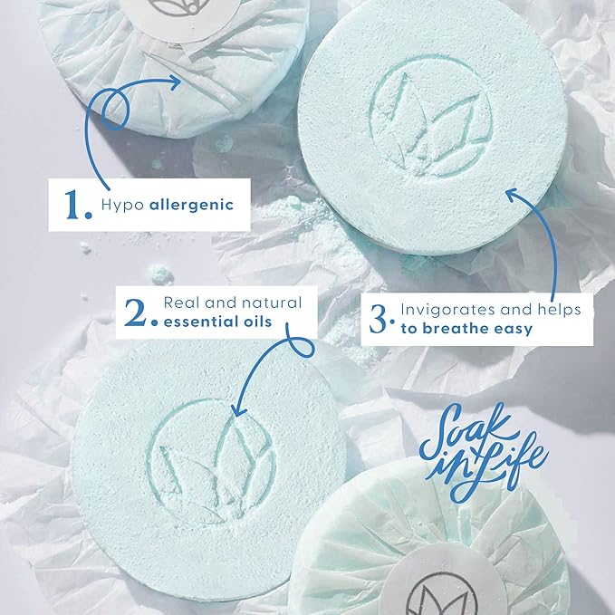 Musee Shower Steamers, Water Lily & Linen, Aromatherapy Gift Set for Women, Handmade in USA, Paraben-Free & Sulfate-Free, Unique Christmas Gifts for Women, 4-Piece Set