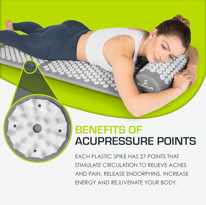 ProsourceFit Acupressure Mat and Pillow Set for Back/Neck Pain Relief and Muscle Relaxation