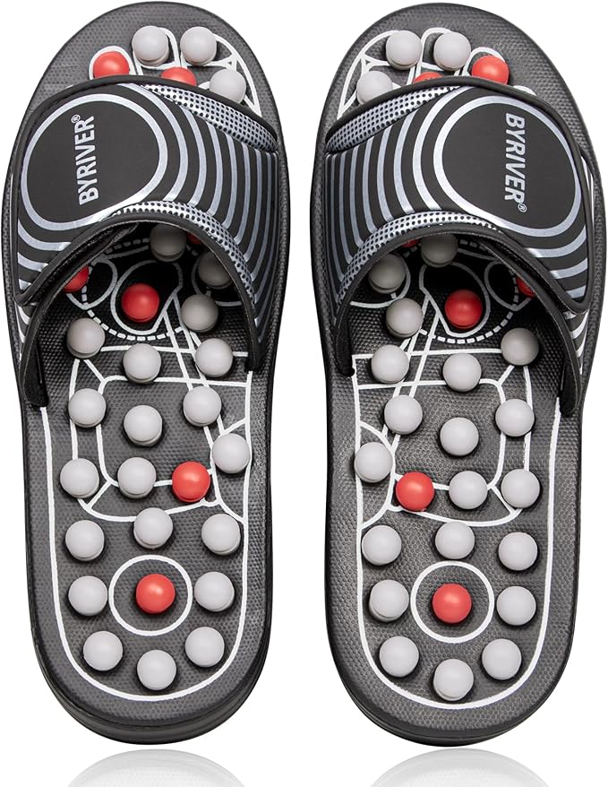 BYRIVER Acupressure Foot Massager Acupoint Stimulation Massage Slippers Shoes Reflexology Sandals Gift for Men Women, Reduce Feet Tension Promote Circulation, Father's Mother's Day Gift(02S)