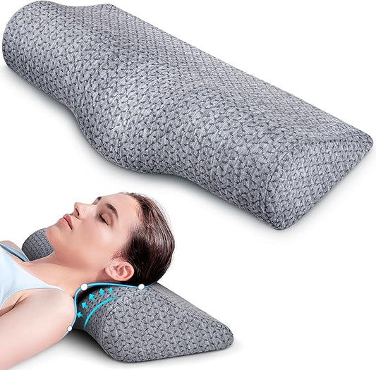 Demelon Cervical Neck Pillows for Pain Relief Sleeping, High-Density Memory Foam Pillow Neck for Bolster Support and Shoulder Relaxer, Decompression Devices Orthopedic Roll Pillow for Bed Office