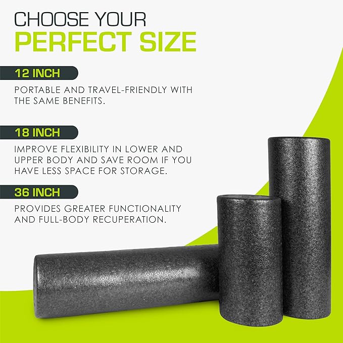 ProsourceFit High Density Foam Rollers Long, Firm Full Body Athletic Massage Tool for Back Stretching, Yoga, Pilates, Post Workout Muscle Recuperation