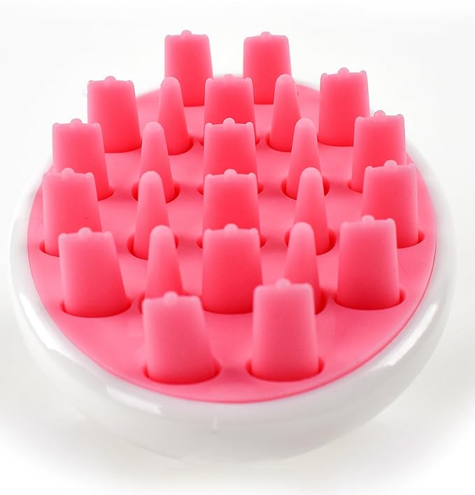 Zyllion Hair Shampoo Brush and Scalp Massager Care for Dandruff Removal, Scrubber, Hair Growth and Exfoliator with Flat and Pointed Soft Silicone Bristles for Women and Men - Pink (ZMA-12-PK)