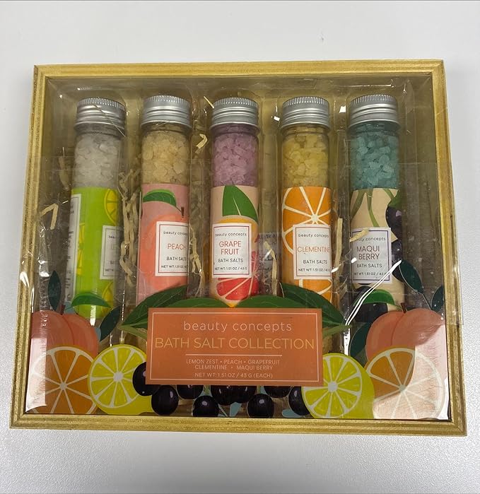 B.C. Beauty Concepts Aromatherapy Bath Salts- Epsom Salts for Soaking, Relaxing Bath Spa Set, Scented in Vanilla Almond, Shea Butter, Sweet Mint, Honey Rose, and Lavender, Fun Fruits