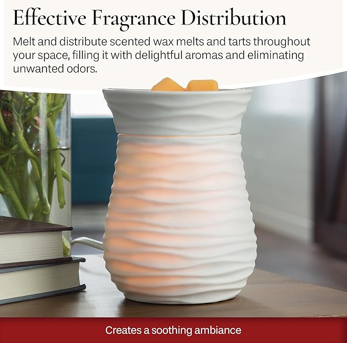 Candle Warmers ETC. Illumination Fragrance Warmer- Light-Up Warmer for Warming Scented Candle Wax Melts and Tarts or to Freshen Room, White Harmony