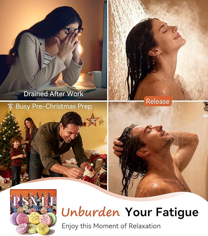 Shower Steamers Aromatherapy Stocking Stuffers 8 Scents – Christmas Gifts for Women Elegant Packaging with Essential Oils, Relaxing Spa Shower Tablets for Stress Relief, Self Care