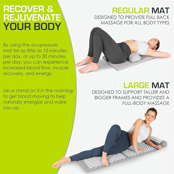 ProsourceFit Acupressure Mat and Pillow Set for Back/Neck Pain Relief and Muscle Relaxation